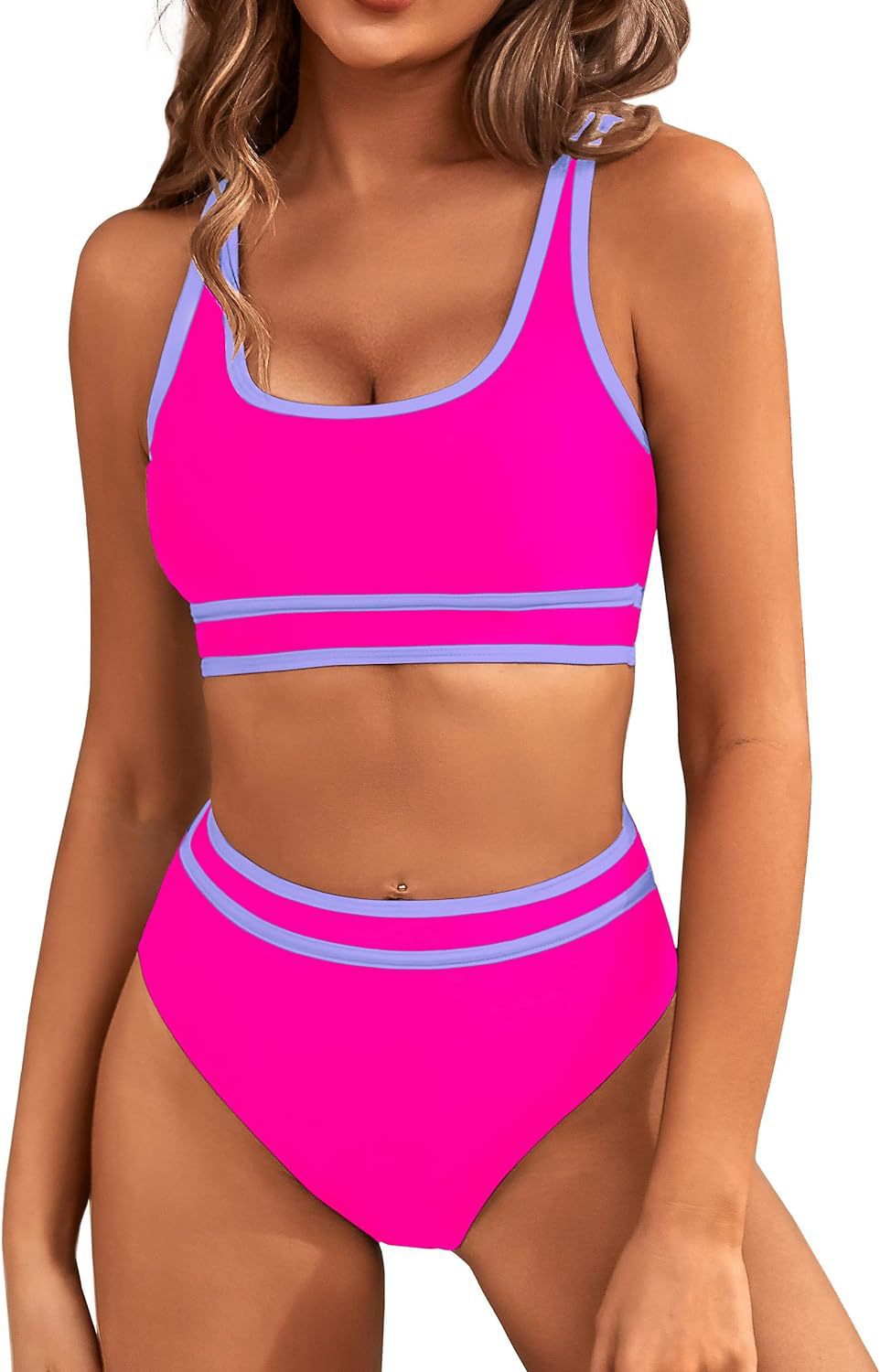 Ensemble de bikini à haute portée pour femmes Sportif à deux pièces