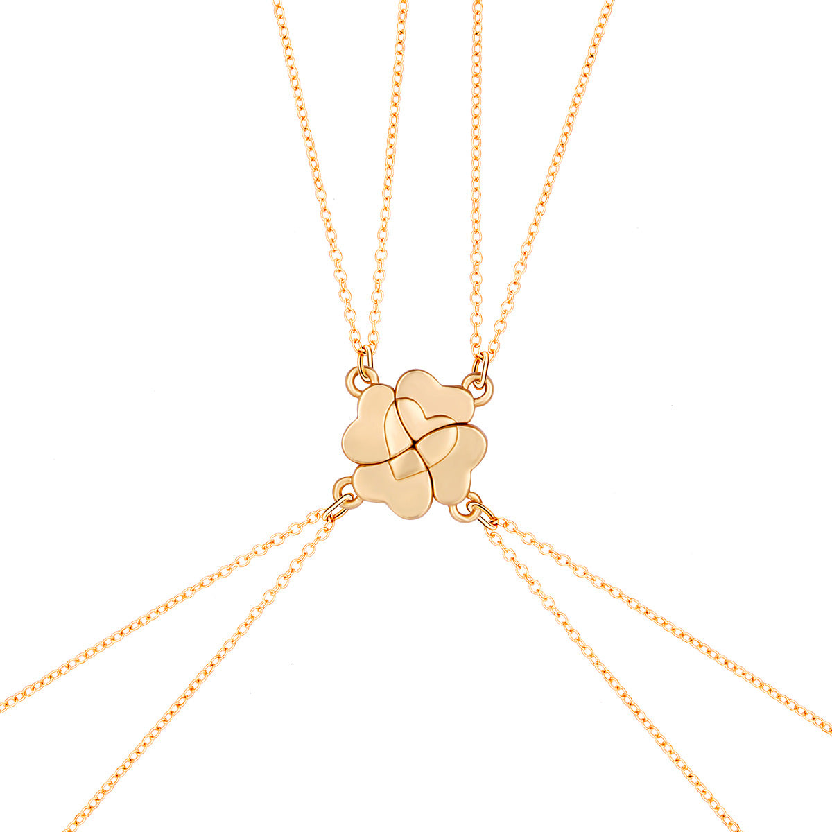 Collier de couture Clover à quatre feuilles Magnetite Good Friends Combinaison de 4 personnes