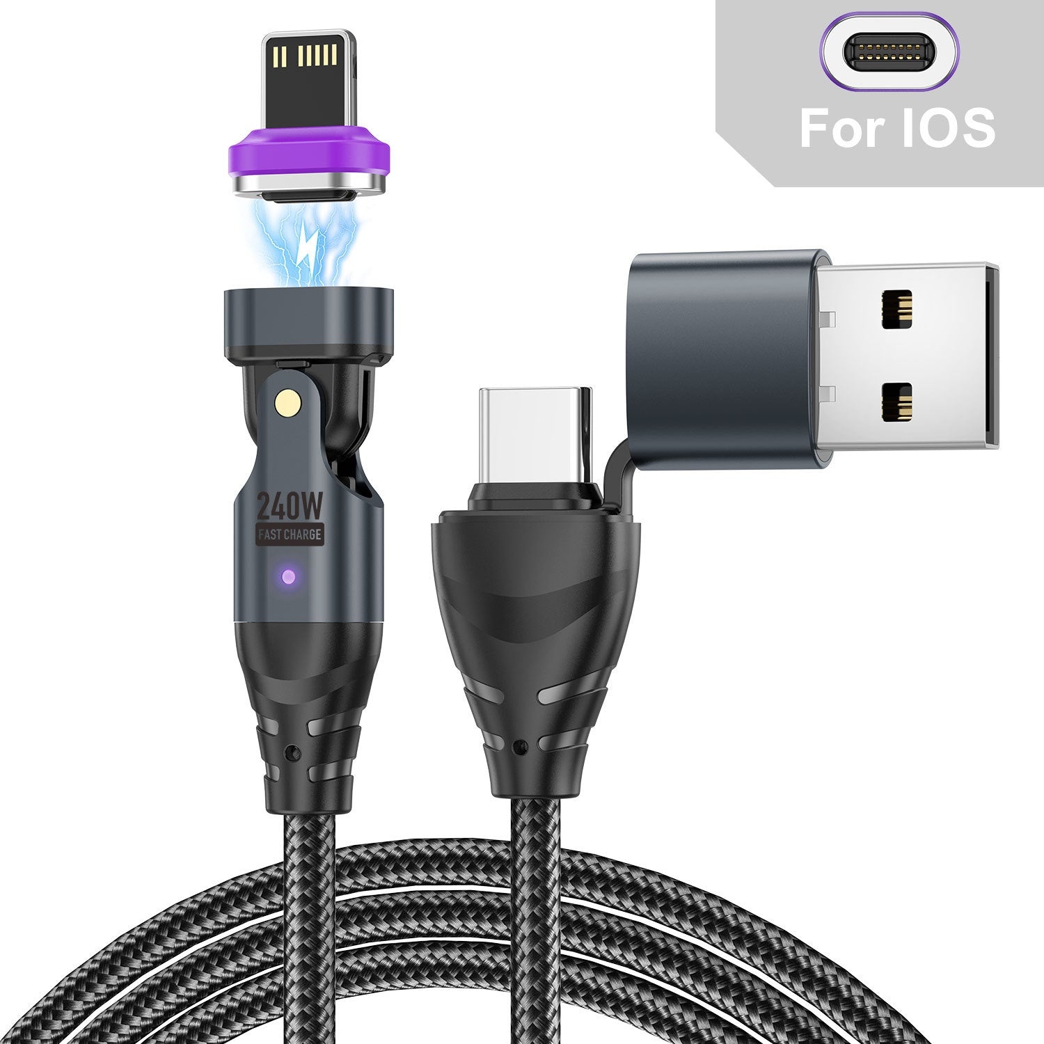 Câble de données magnétique de 240 W sur six en un