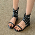 Bottes de sandales de style européen et américain Polka Dot pour femmes