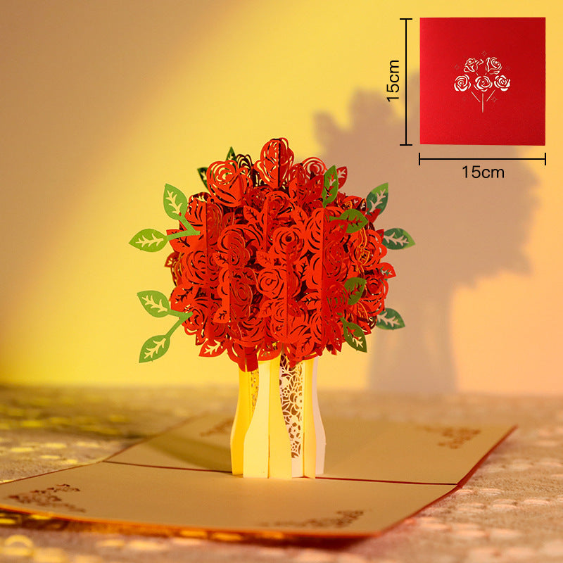 Carte de voeux 3D Love Tree Carte de la Saint Valentin créative