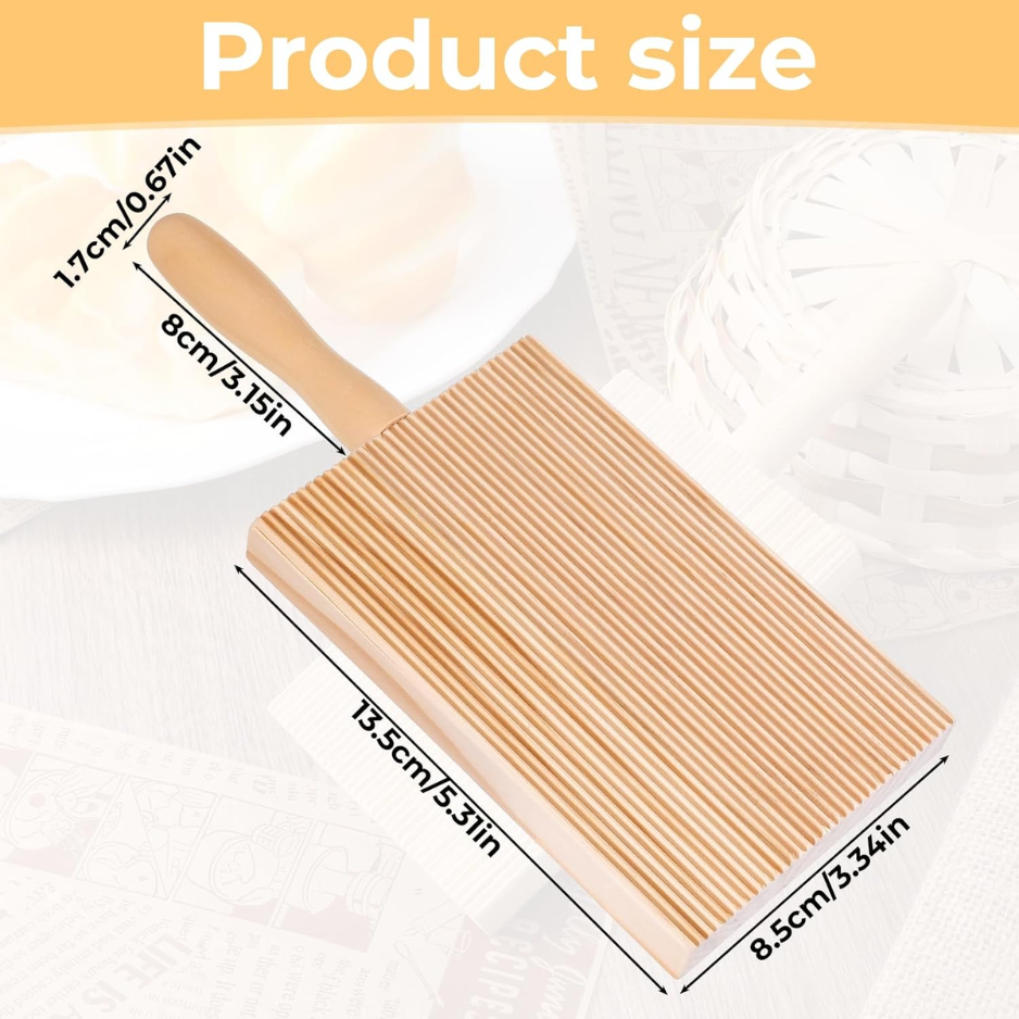 Ensemble de planches et de pâtes Gnocchi en bois avec paddle à roulettes - Pasta Shapi italien authentique