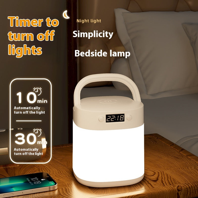 Lampe de table portable rechargeable avec lumière LED horloge