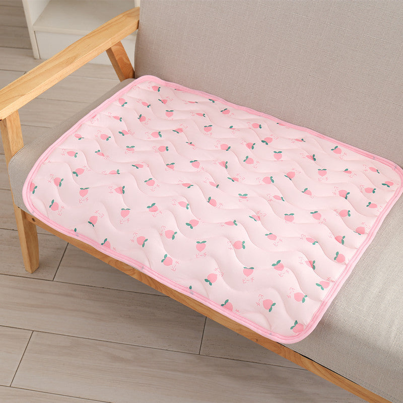 Tapis auto-refroidissant pour chiens et chats Pad de refroidissement pliable d'été avec impression de fruits lavable