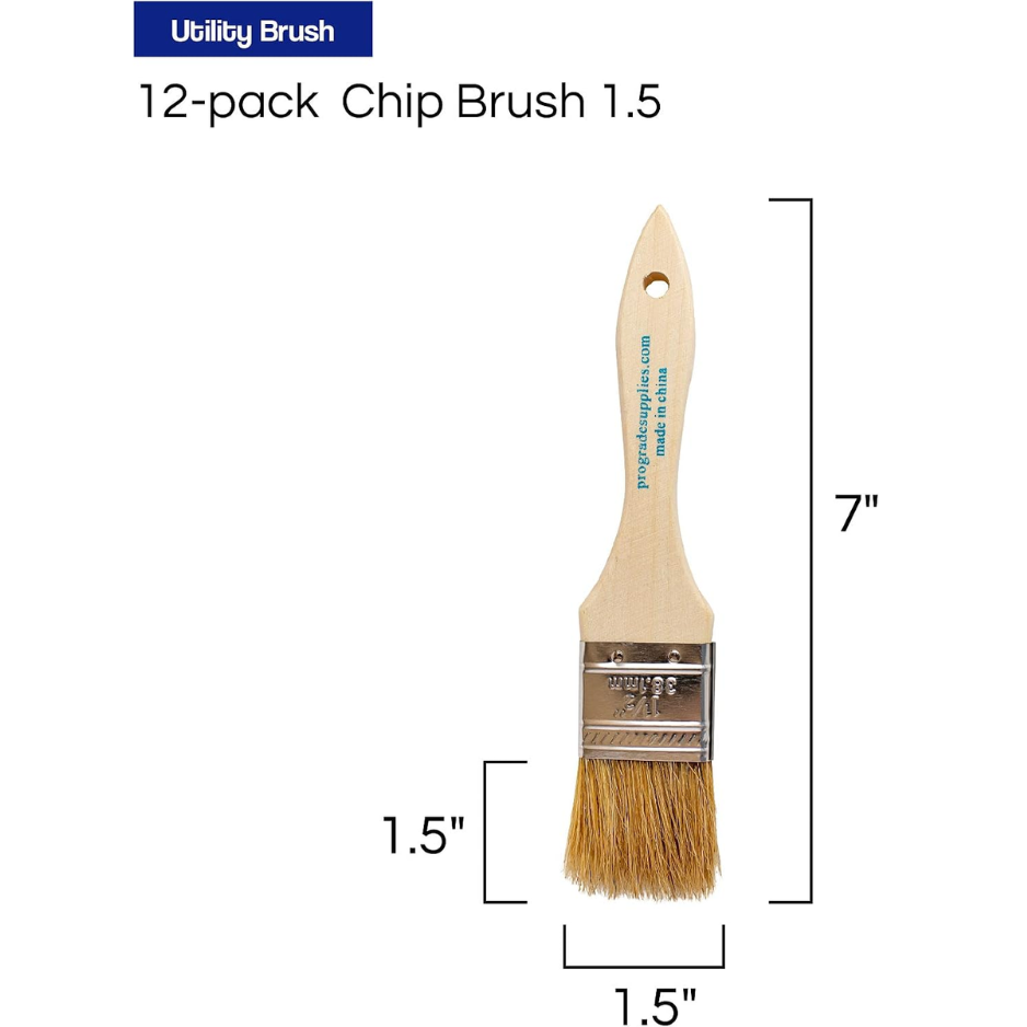 1.5 Brosses jetables de peinture à croustilles 12-paquets d'utilitaire naturel pour poignées en bois pour Pa
