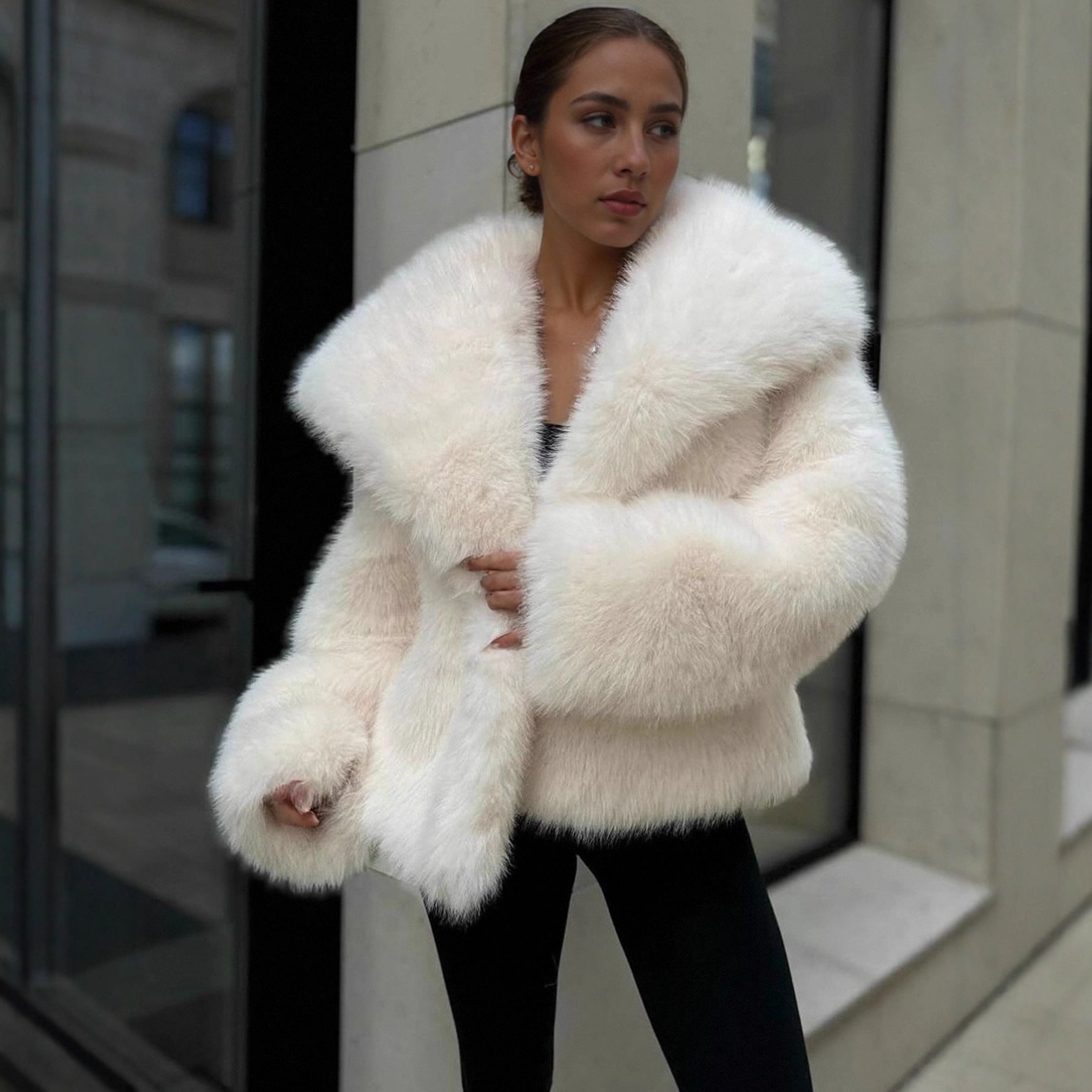 Femmes Automnehiver Top Manteau en peluche courte