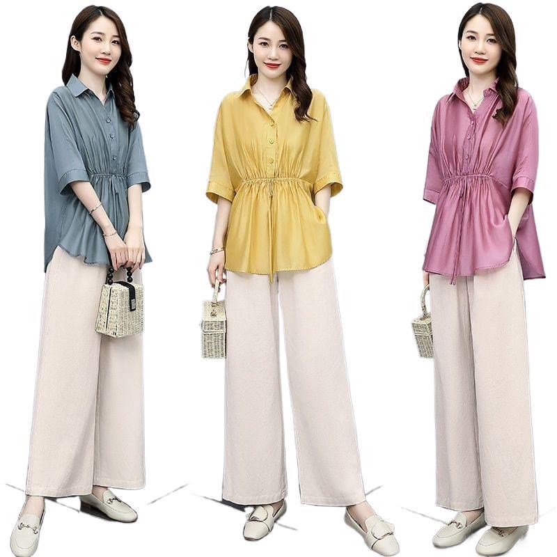 Pantalon à large jambe Casual Chic Plus de taille Linge de maison avec un drap d'écoulement
