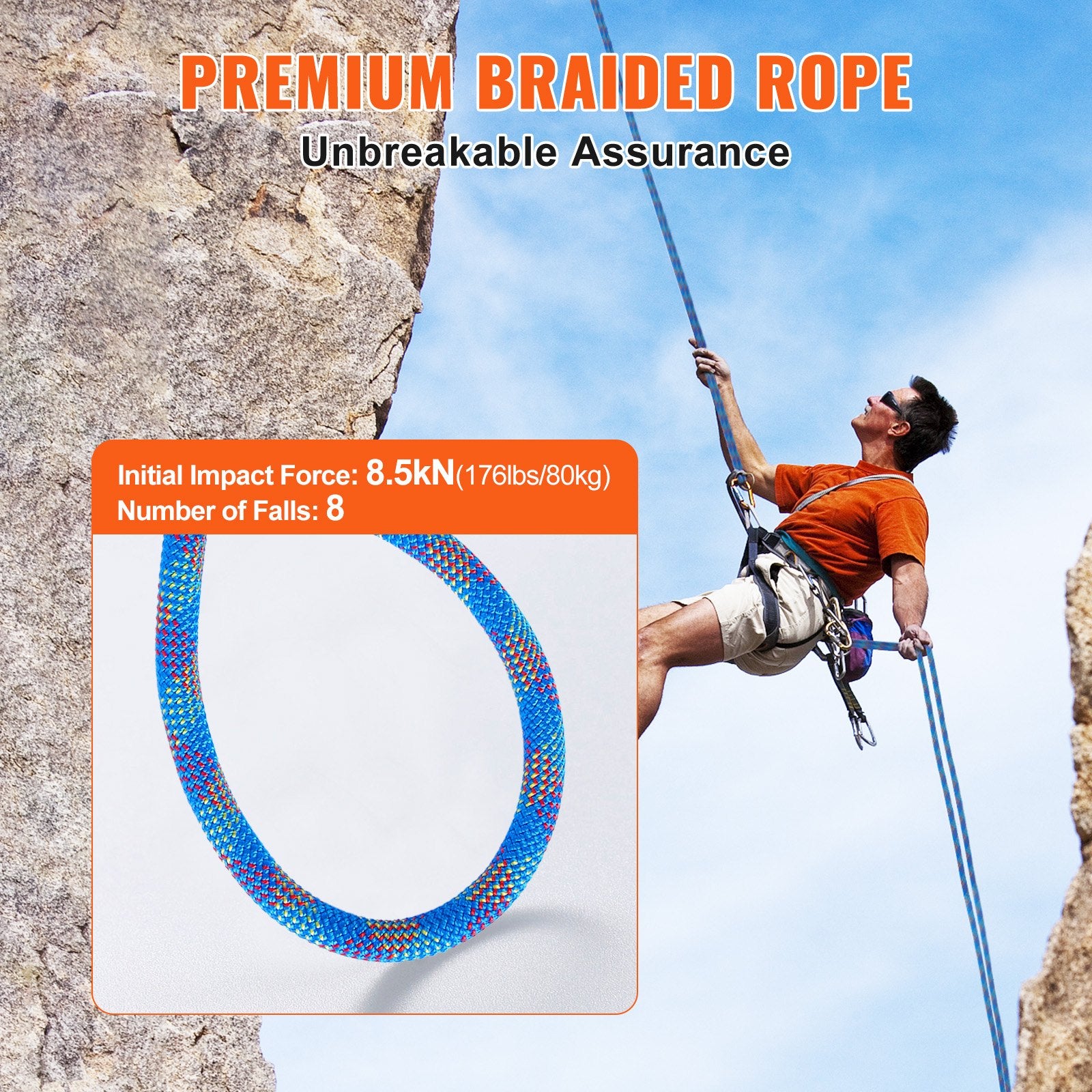 Rope d'escalade dynamique de 10,2 mm