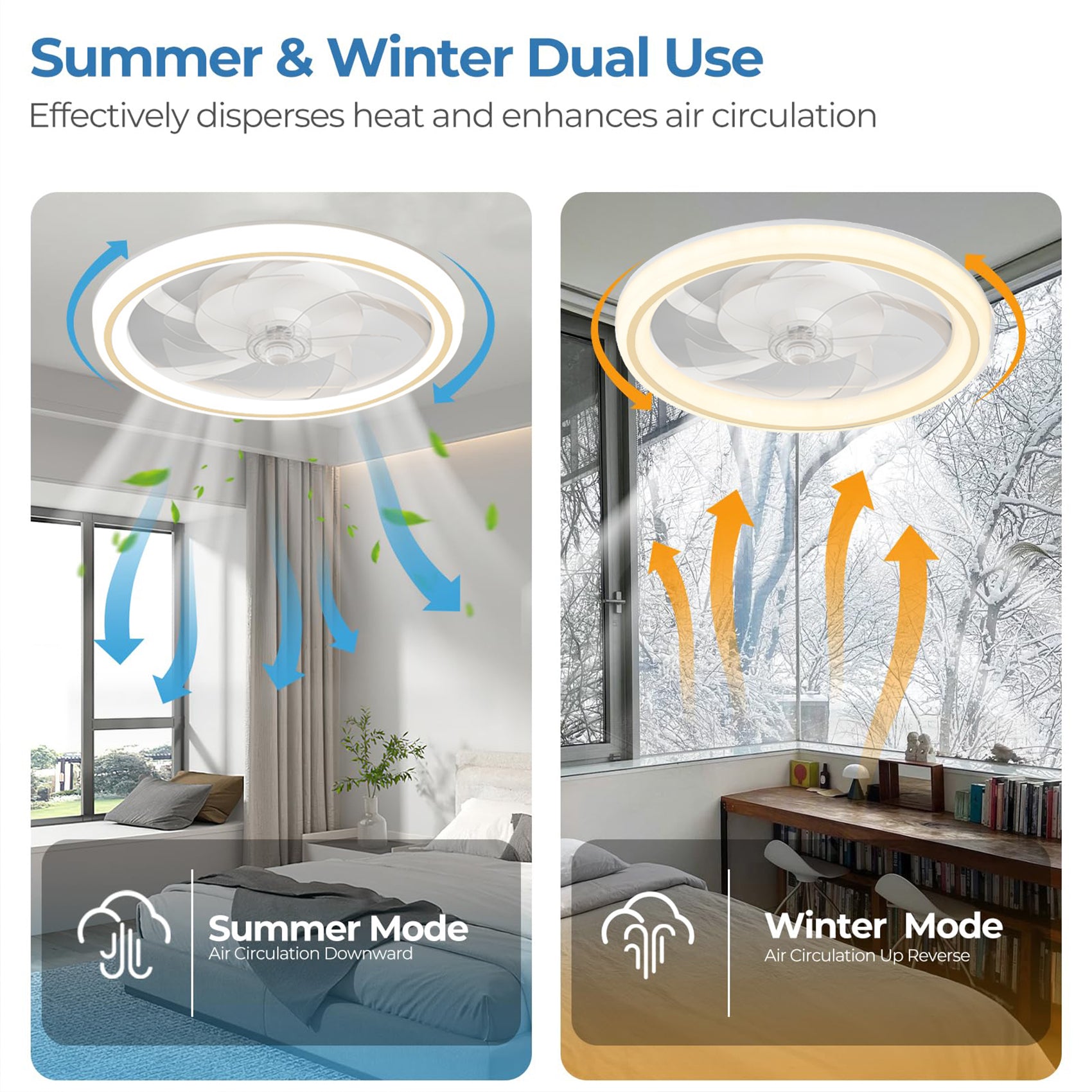 Eventail invisible avec télécommande et onduleur pour chambre à coucher et salon plafond lumière