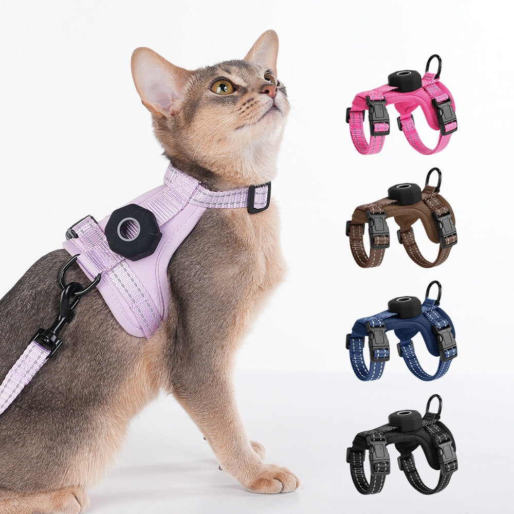 Cat Escape-Proof Leash Pet Walking Leash avec boîtier de protection en silicone réfléchissant