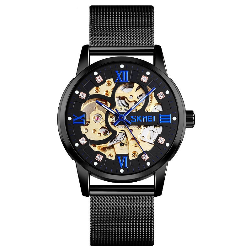 SKMEI Ceinture en acier inoxydable Ceinture imperméable Montre mécanique pour hommes