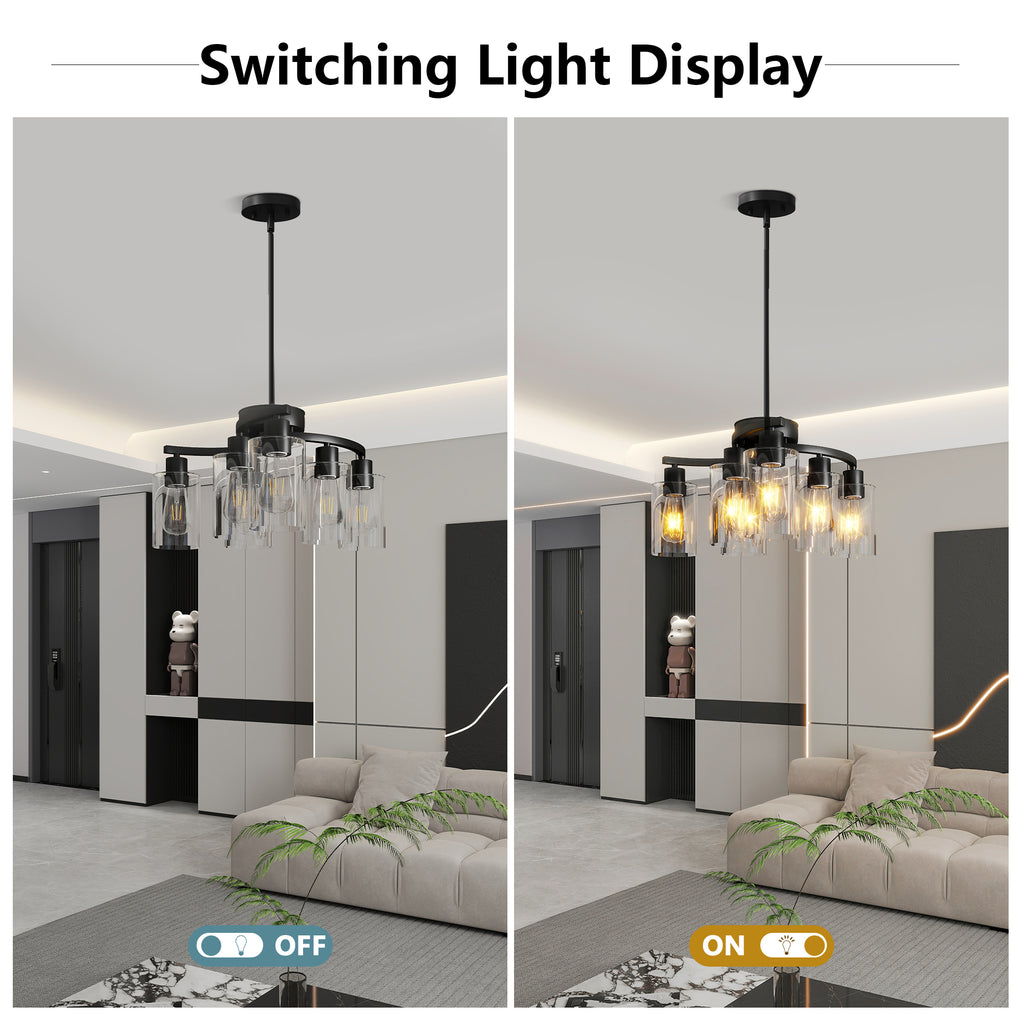 6-Light Modern Farmhouse Black Chandelier