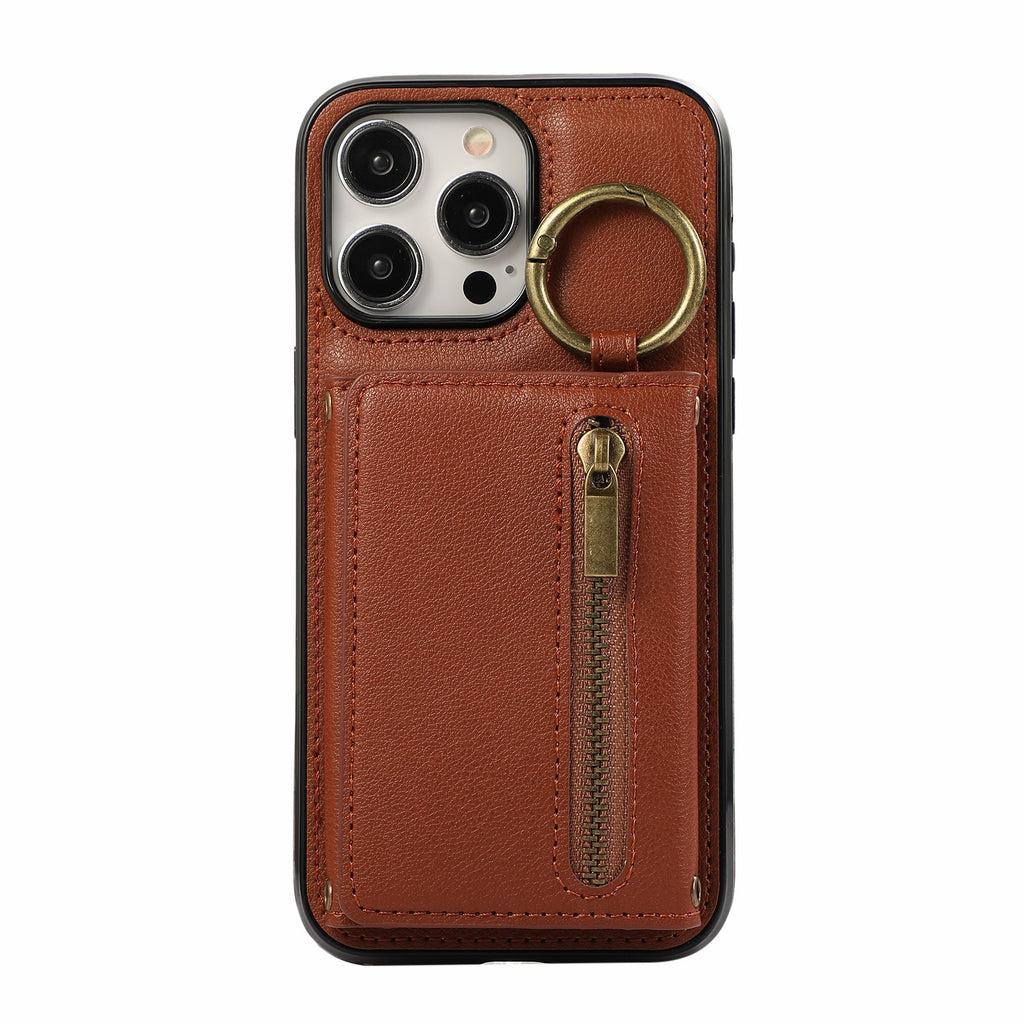 Convient pour IPhone16 Crossbody Mobile Phone Porte-cartes zippées à triple pli