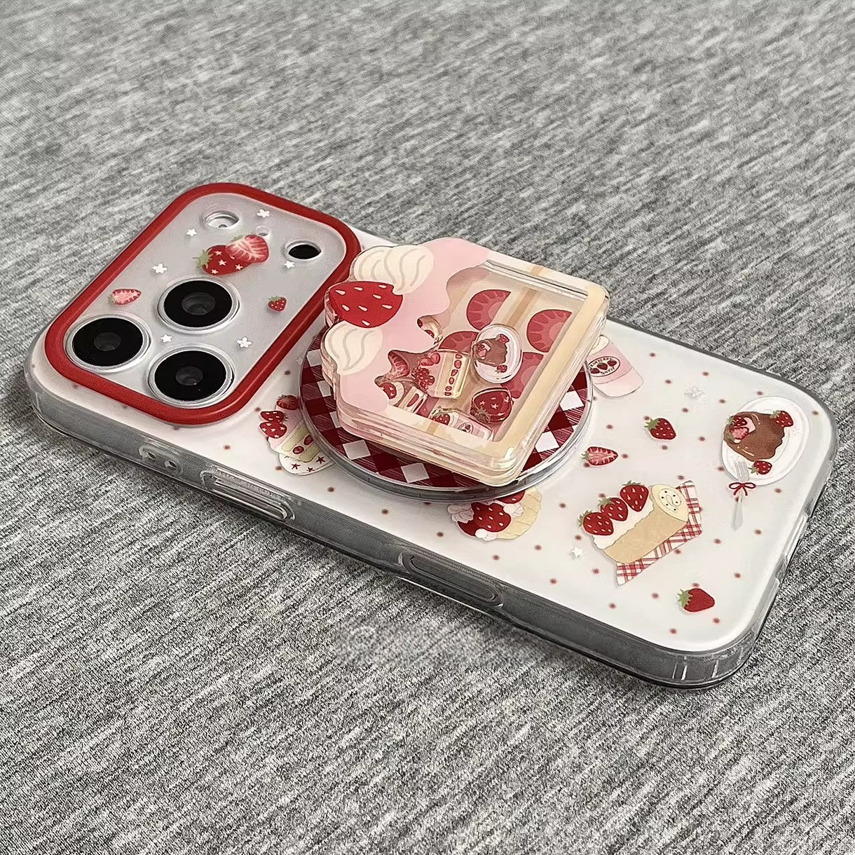 Fraise Cake Magnetic Holder Boîtier de téléphone compatible