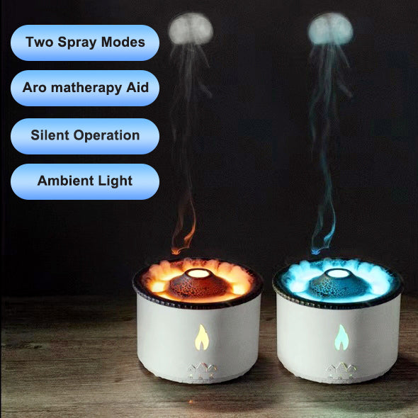 Huile essentielle à ultrasons créative Humidificateur Volcano Aromathérapie Spray machine Jellyfish