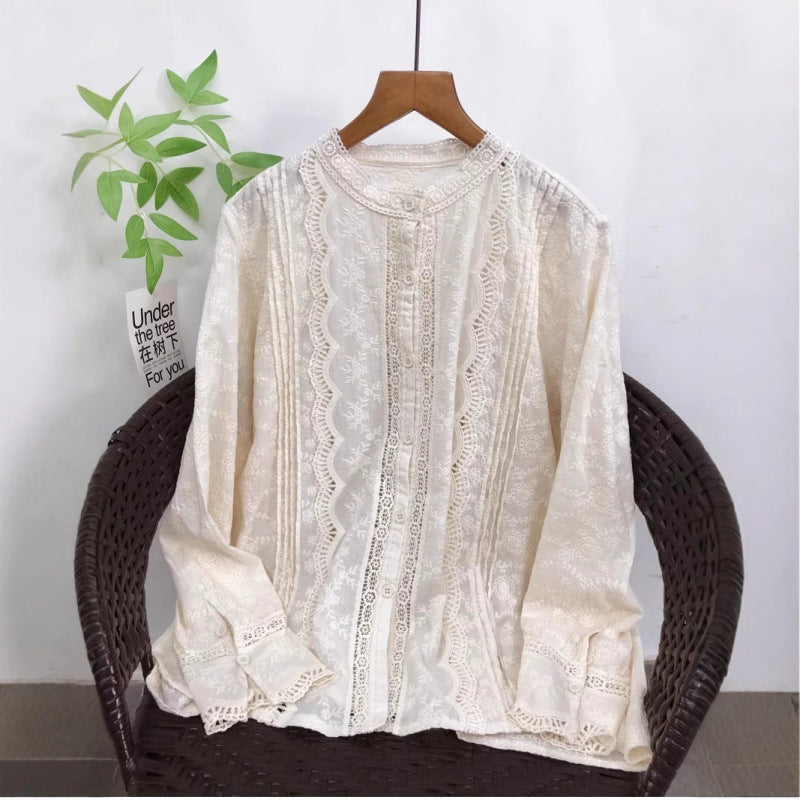 Chemise en dentelle brodée pour femmes