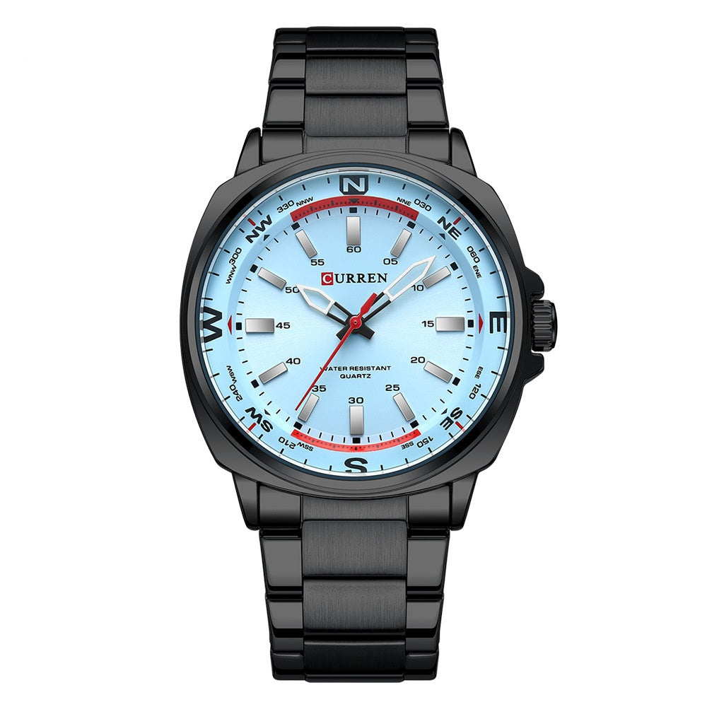 Montre Quartz de ceinture en acier créative carrée pour hommes