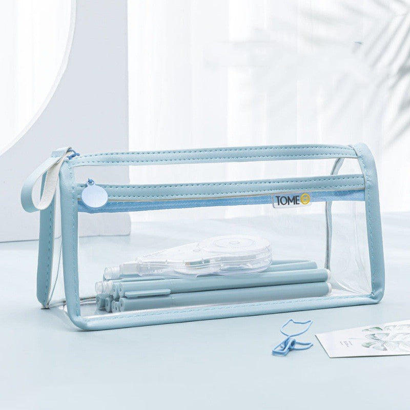 Transparent double couche boîtier crayon examen spécial grande capacité