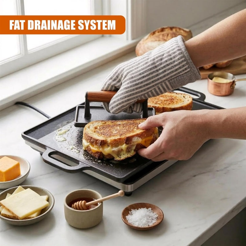 Assiette en fonte Fer réversible BBQ Pâte à frire Grille double face
