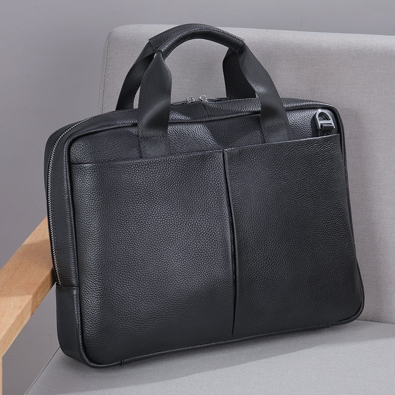 Cuir véritable Grande capacité mallette homme horizontale première couche ordinateur de vache Sto