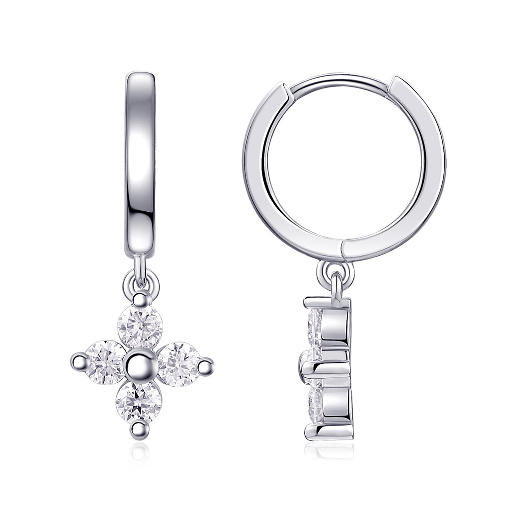 S925 Boucles d'oreilles de trèfle en argent sterling