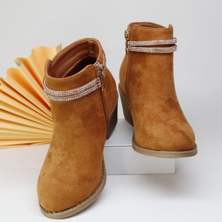 Fashion Filles Double Strap Strass Booties