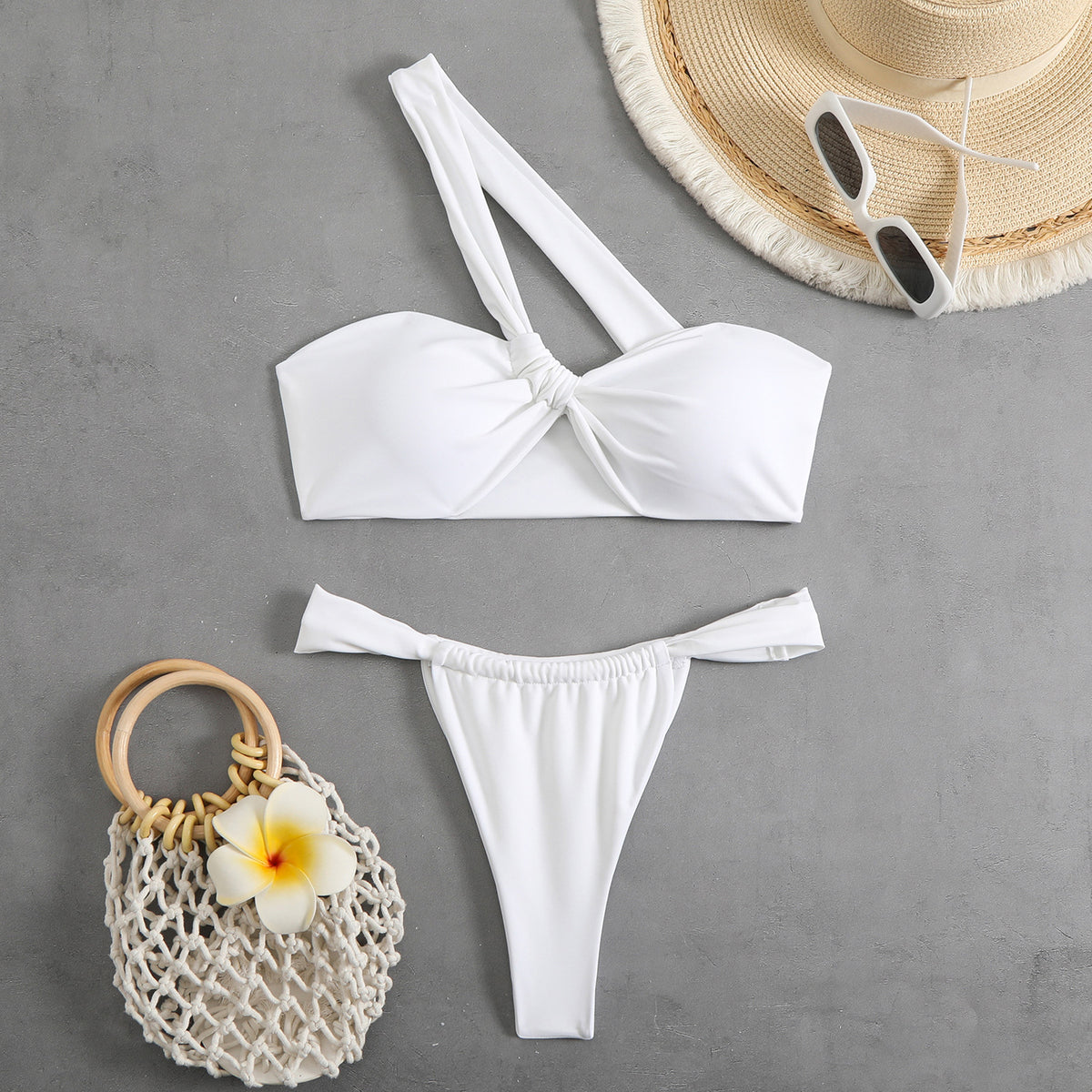 Maillot de bain bicolore sans fil bicolore pour femmes