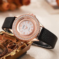 Élégante et minimaliste montre féminine ronde en strass