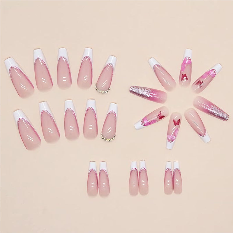 24 PCS Glitter poudre papillon ongles art