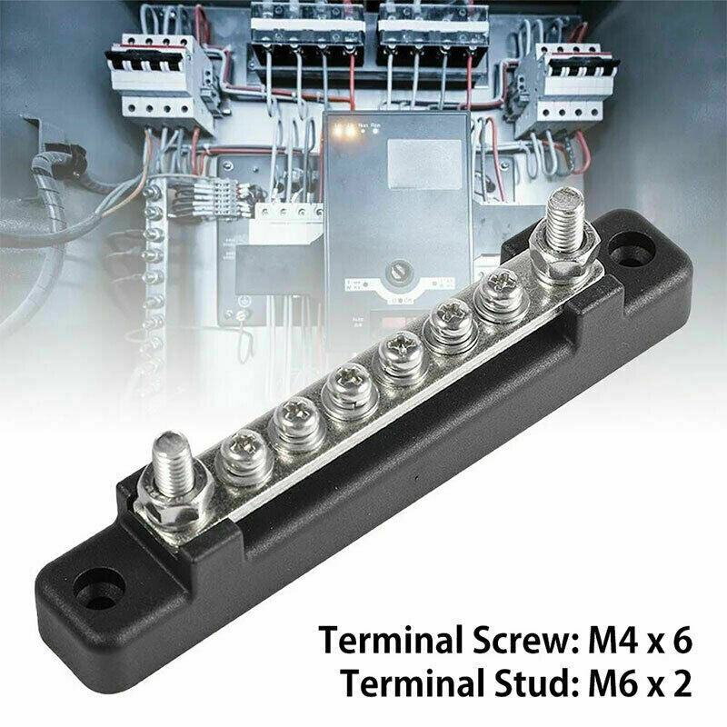 12V Distribution Bar Auto Boat Marine Power 6 Way Terminal Block Bus Bar