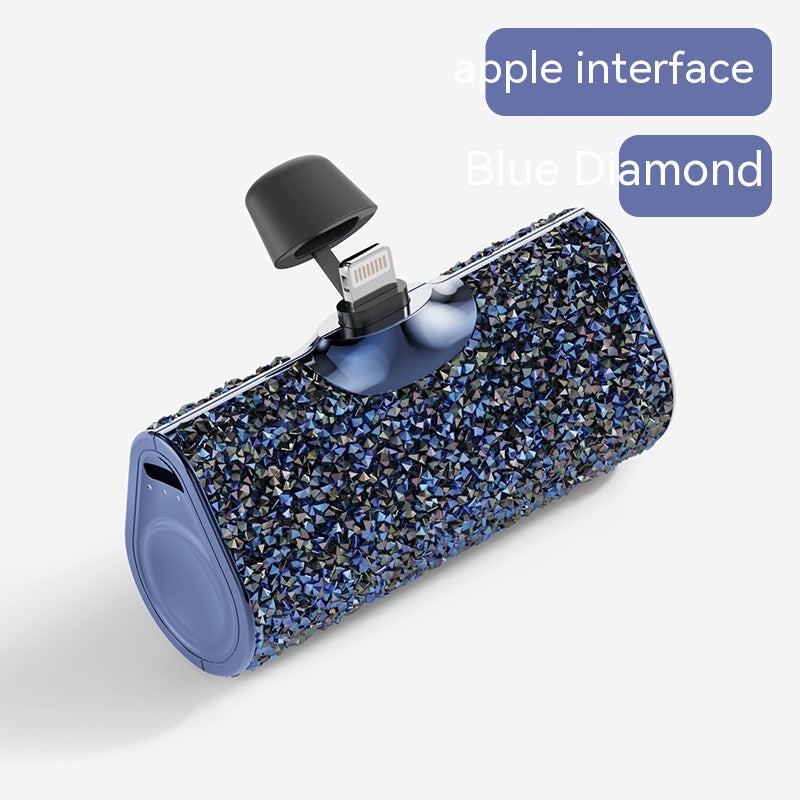 Diamond Pocket Capsule Emergency Power Bank Mini Lipstick intégré au diamant Petit Portable