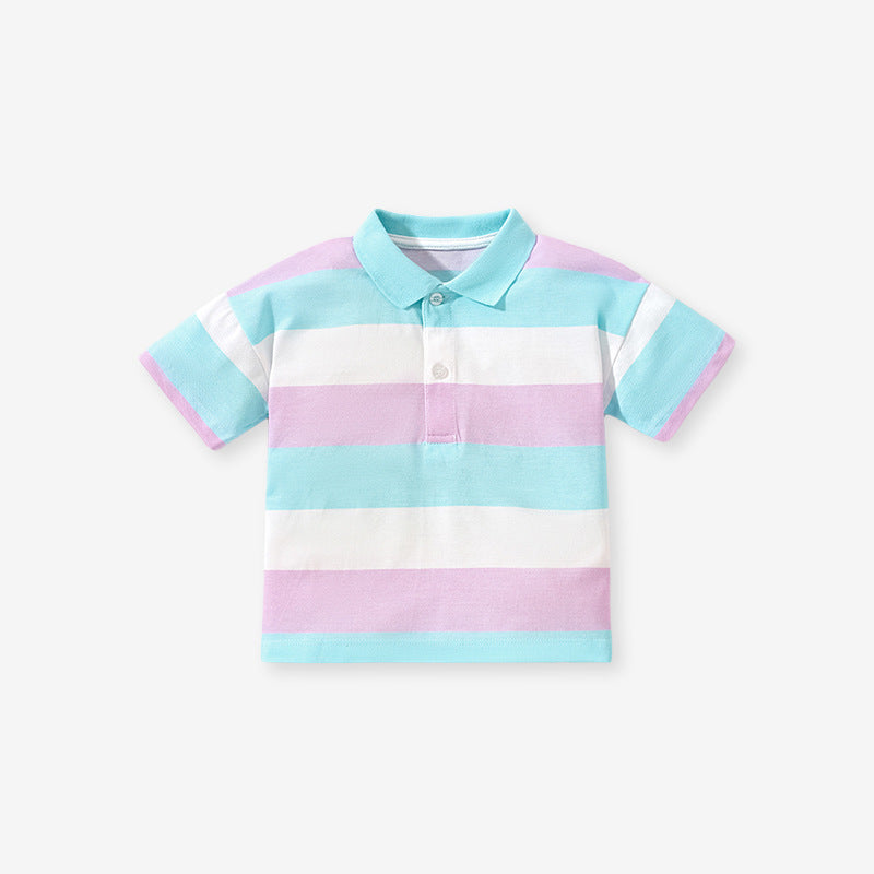 Polo Chemise manches courtes coton rayé garçon
