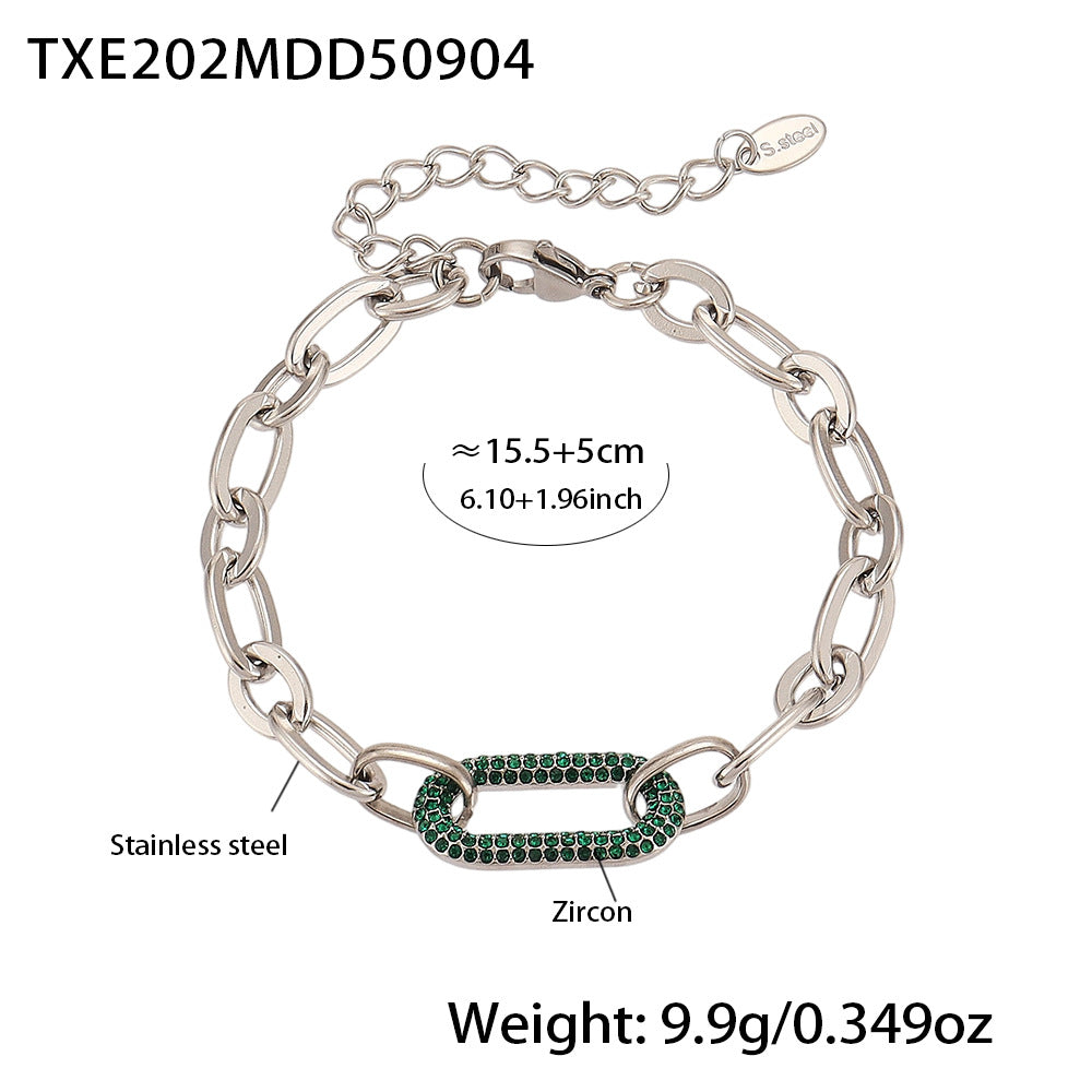 Bijoux en acier titane Acier inoxydable Micro-pave Zircon Collier et bracelet