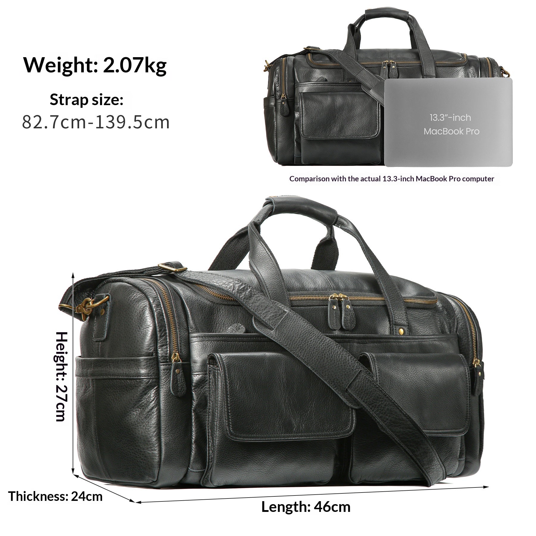 Sac de voyage en cuir véritable pour hommes