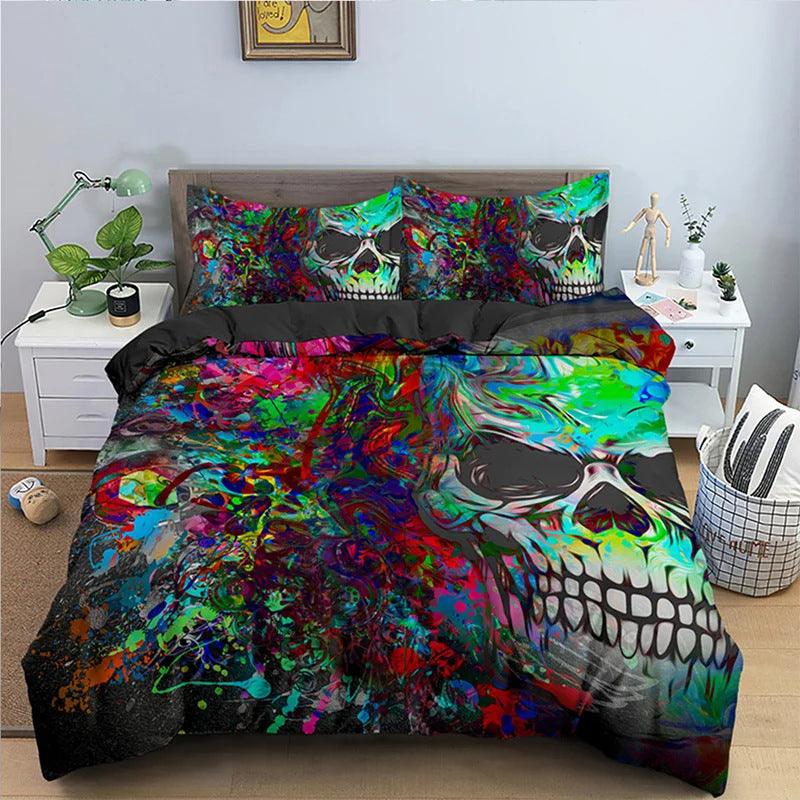 Crâne d'Halloween Imprimé Couverture matelassée Costume gothique
