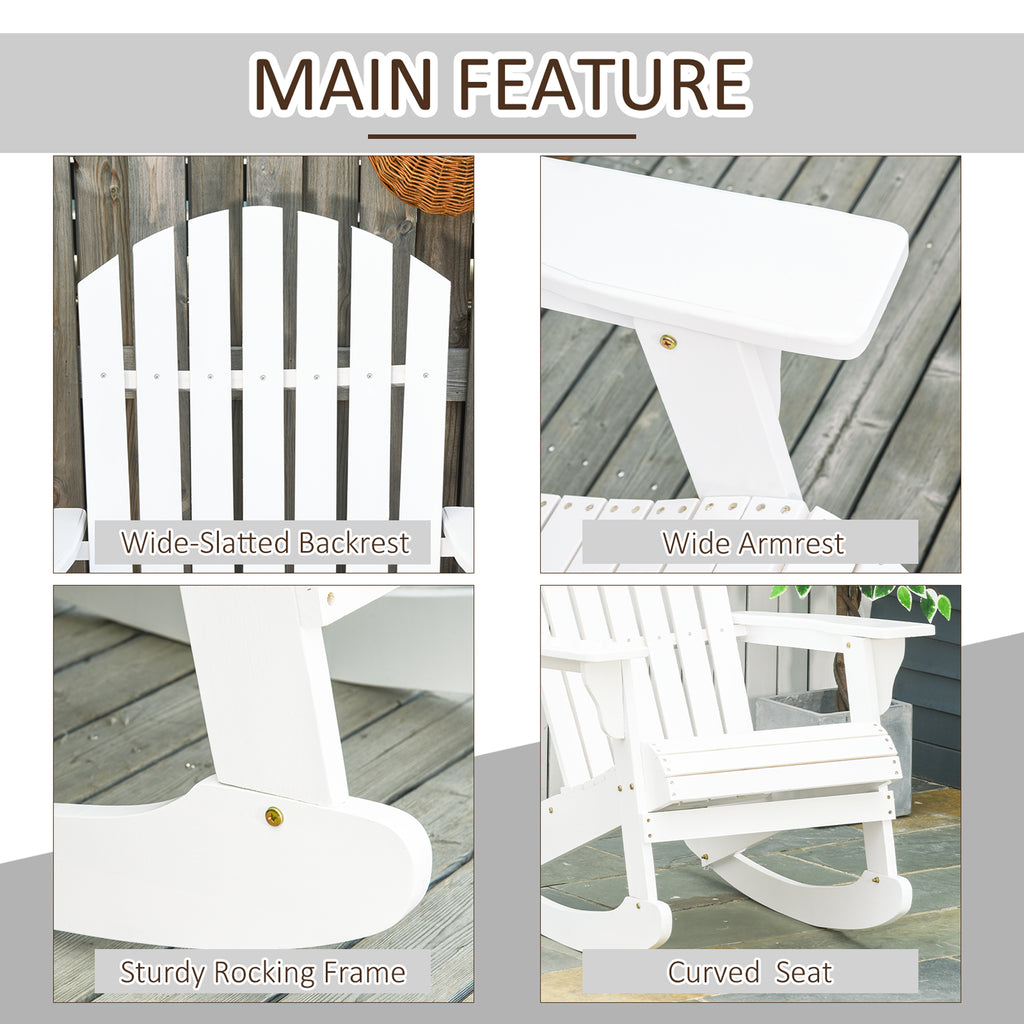 Chaise en bois Adirondack Rocking Lounge extérieur Chaise Fire Pit Siège avec lattes en bois