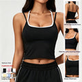 Color Block Sports Bra Halterneck Two Piece Faux Tank Top pour femmes