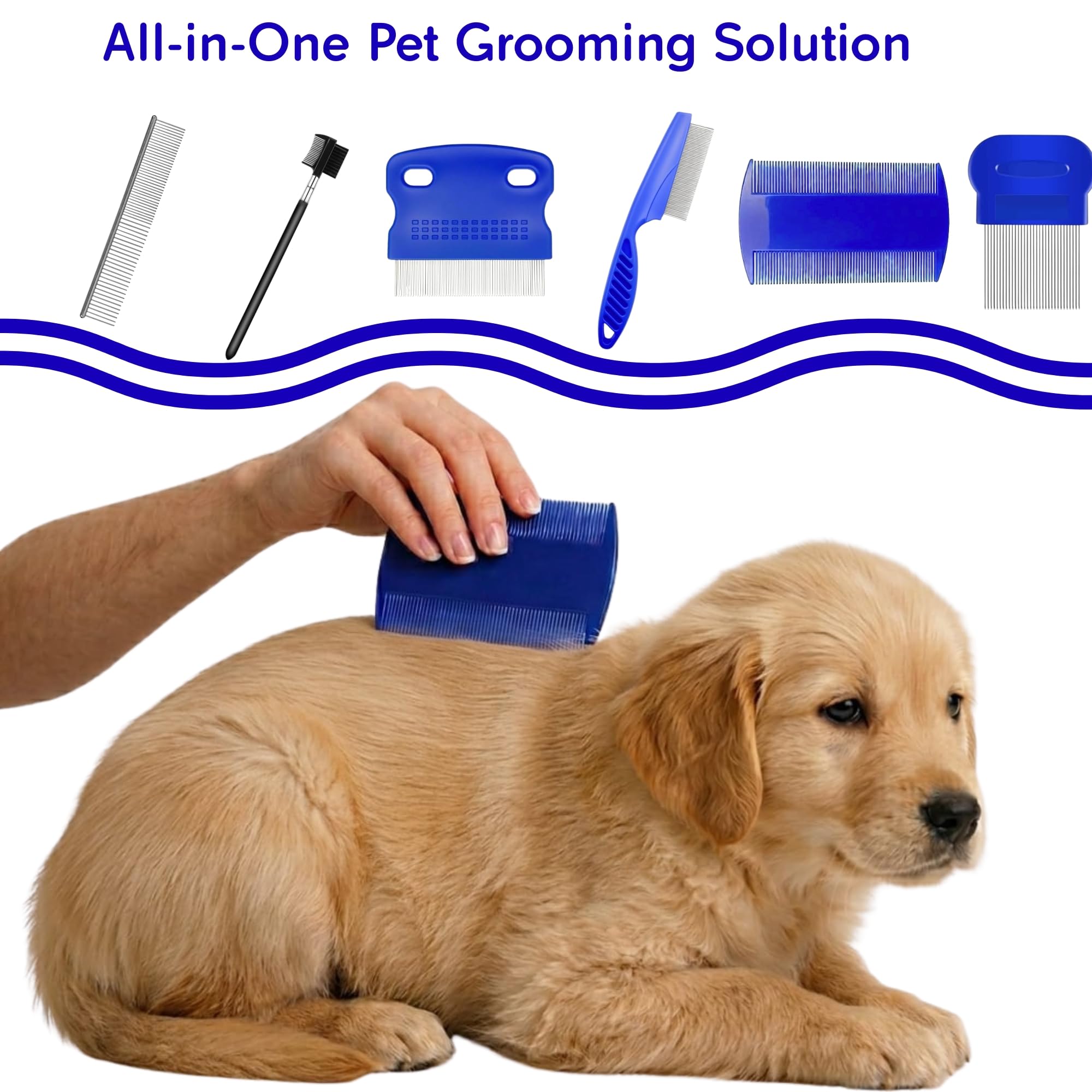 Peigne à Lice Flea - Peigne à Lice Flea pour chats Chiens Enlever les oeufs à Lice Fleas en acier inoxydable Chat