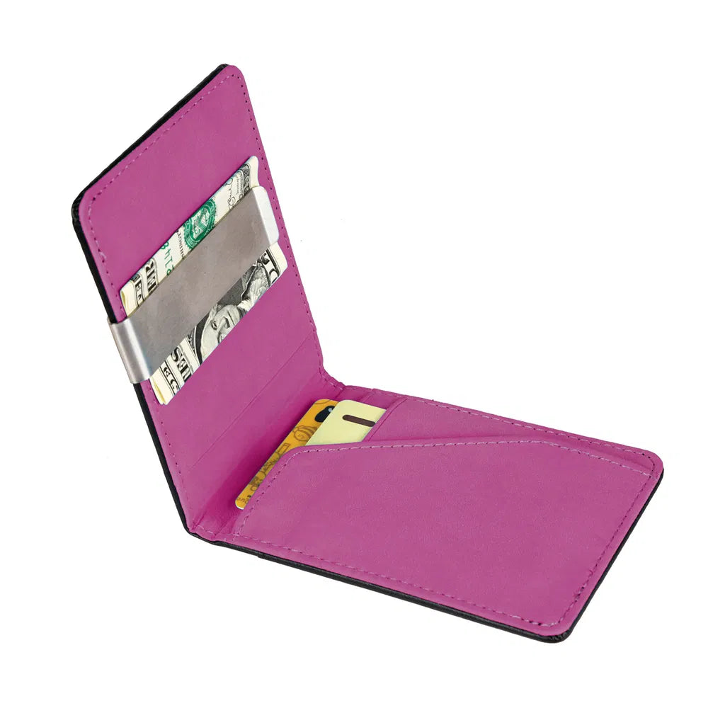Unisex PU portefeuille en cuir RFID bloquer slim bifold titulaire de carte de crédit avec argent Clip