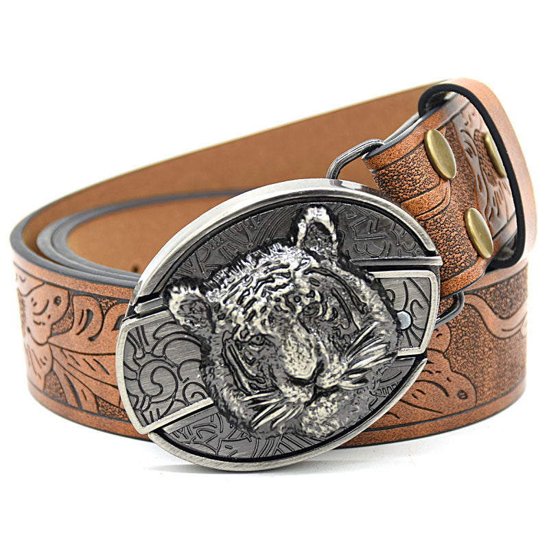 Personnalité Étudiant Trendy Printing Gravure Smooth Buckle Knife Embossing Belt