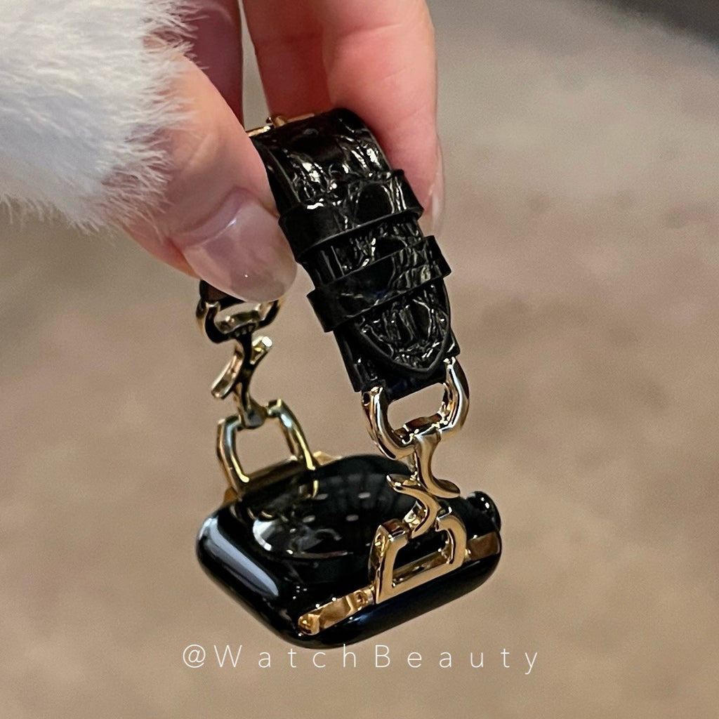 Bracelet de montre en cuir en forme de crocodile