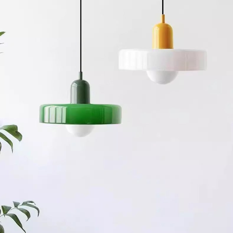 Lampe de lit en verre créatif Vintage vert pendentif lumière