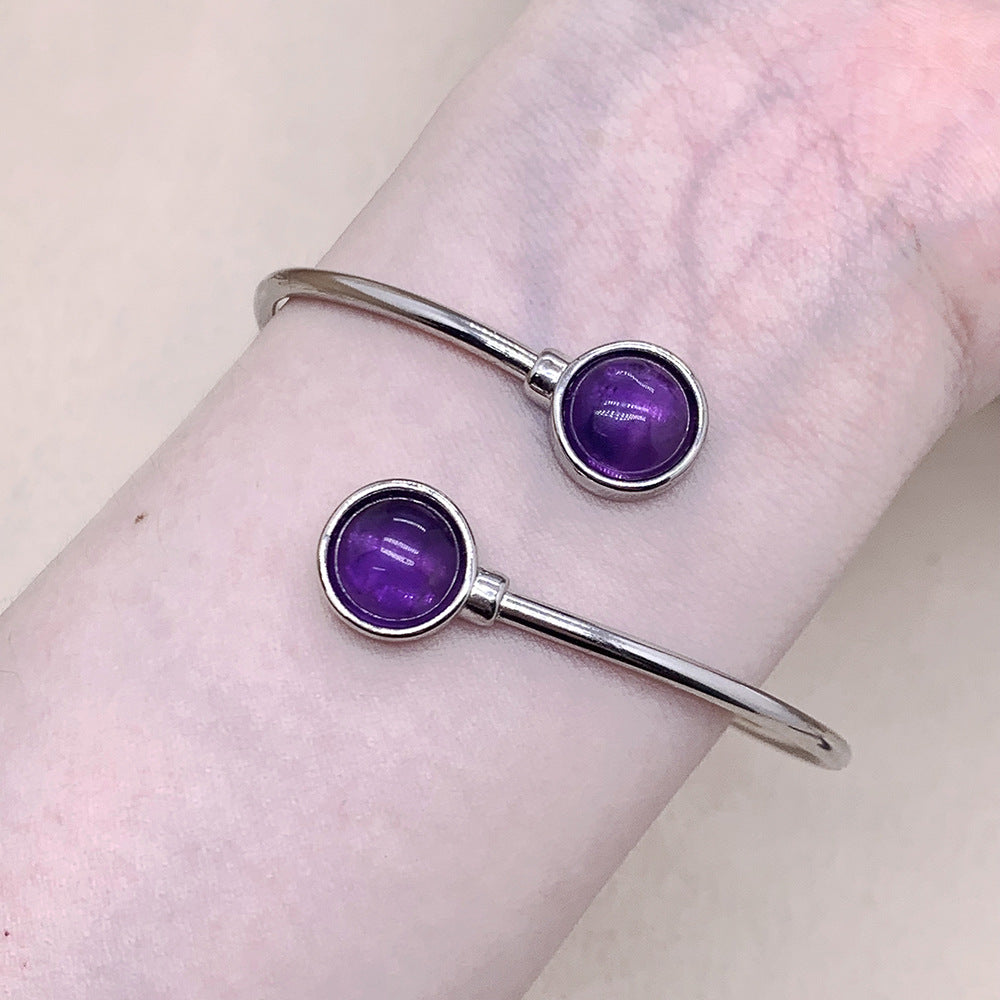 Bracelet Améthyste Bangle de cristal rond à double tête
