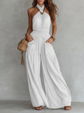 Cross border Women Vêtements Export Bohemian Style Backless Sleeveless Large Leg Jumpsuit Wi