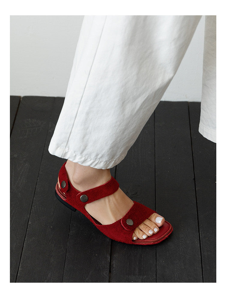 Sandales pour femmes Retro Square Toe Slide
