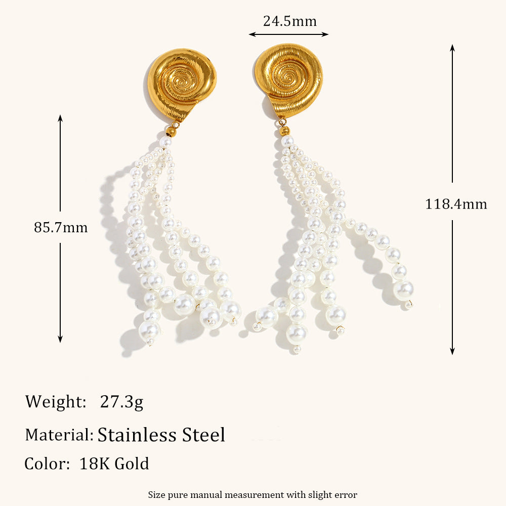 Boucles d'oreilles européennes et américaines Tassel Conch Stud