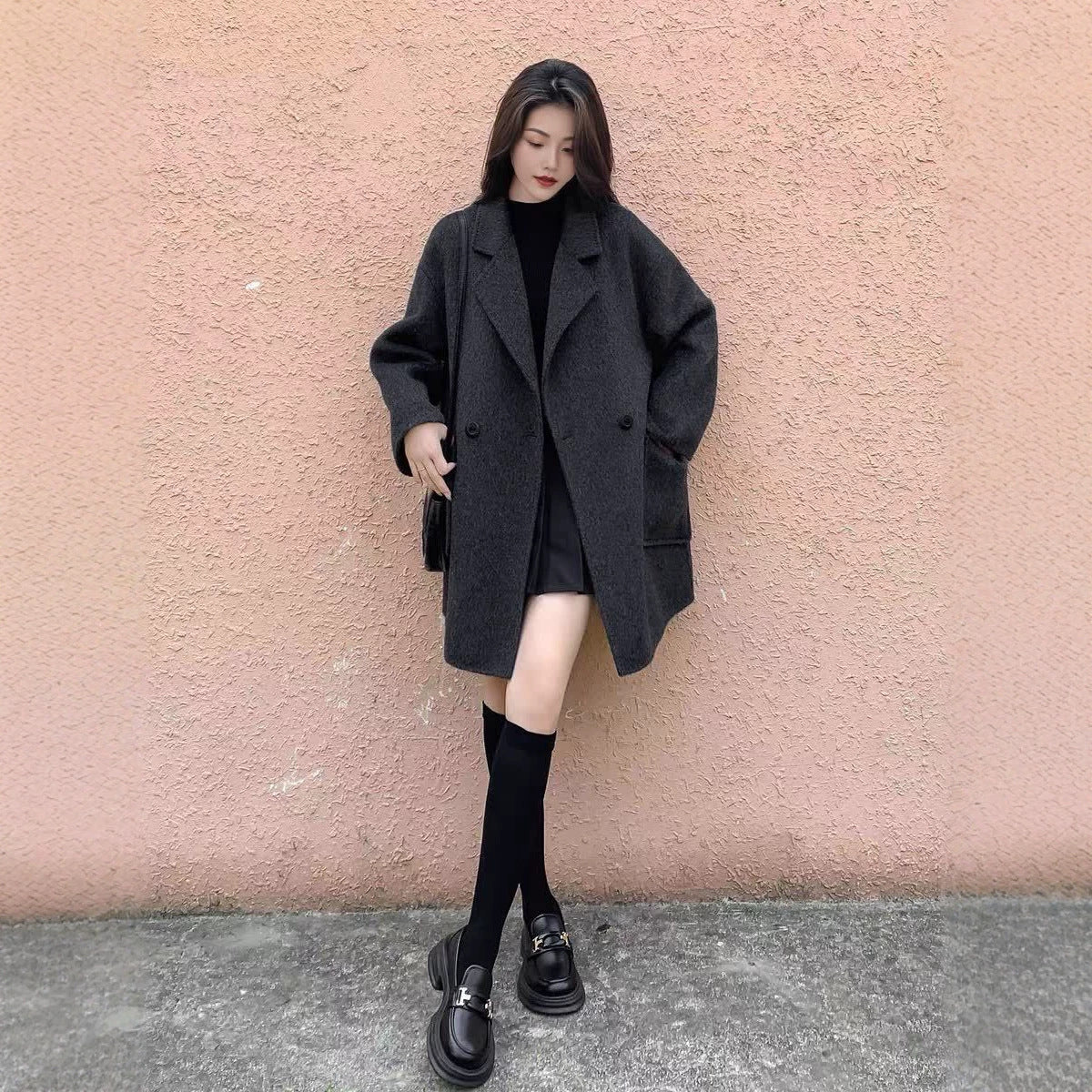 Manteau de laine d'automne Style mi-long