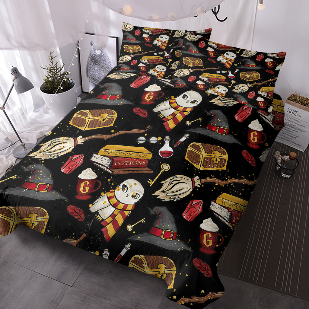 Ensemble de housses de couettes imprimées magiques - Literie microfibre pour chapeau Wizard Vintage