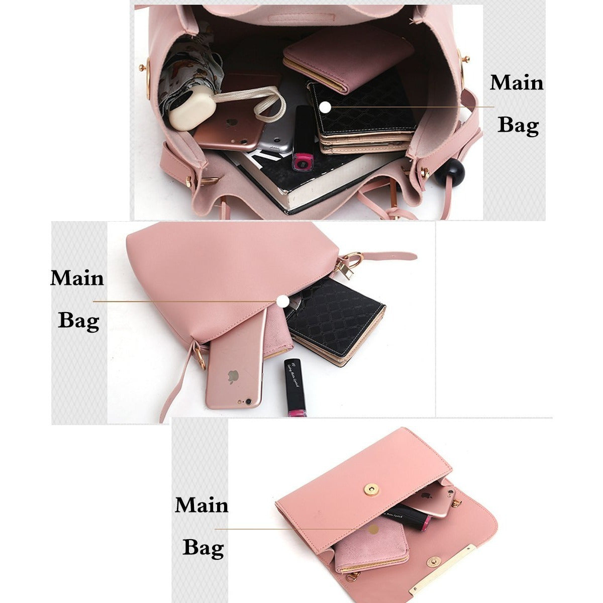Pour femmes Purse et sac à main 3Pcs Sac Set Tassel Tote Clutch Satchel Top Poignée Sac à épaule