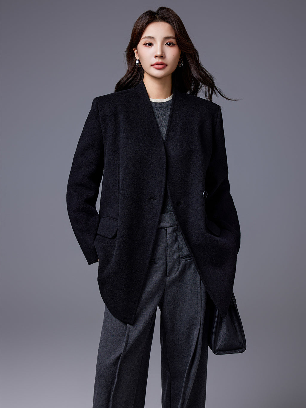 Manteau court en laine de style vintage pour femmes